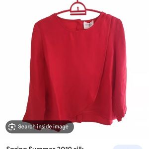 Sezane EUC Red Silk Blouse